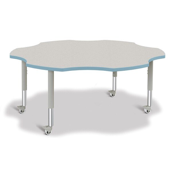 Berries Six Leaf Activity Table, 60 in., Mobile, Freckled Gray/Coastal Blue/Gray